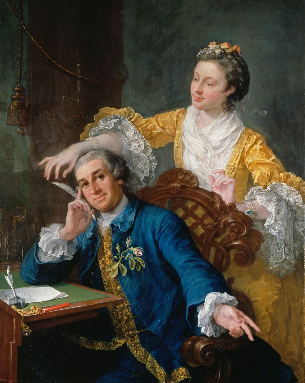 ديفيد جاريك (1717-79) مع زوجته إيفا ماريا فيغل ، لا فيوليت أو فيوليتي (1725) بواسطة وليام هوغارث