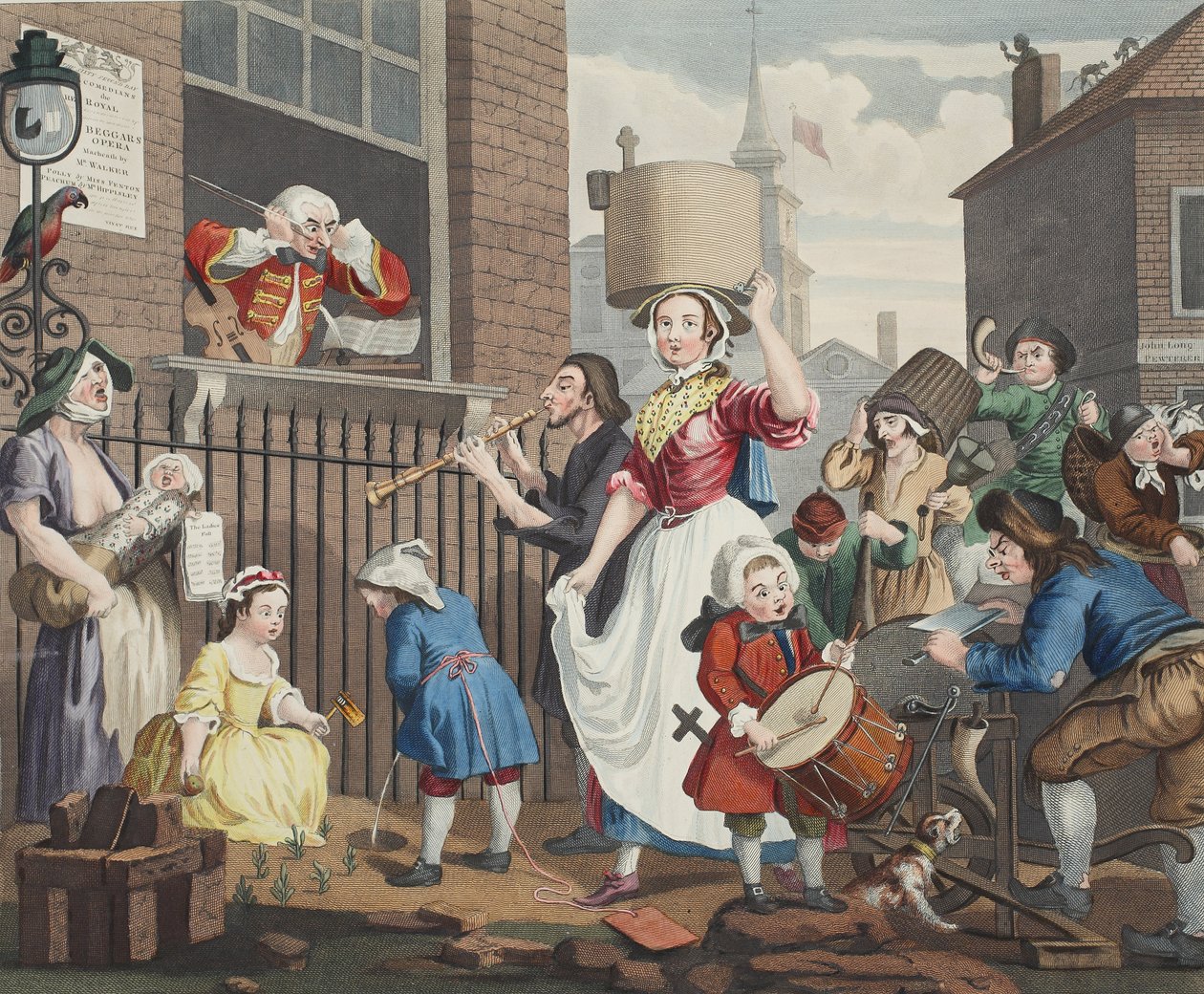 الموسيقي الغاضب ، رسم توضيحي من "Hogarth Restored: The Whole Works of the Celebrated William William Hogarth ، أعيد نقشه توماس كوك" ، الحانة. 1812 (نقش يدوي) بواسطة وليام هوغارث