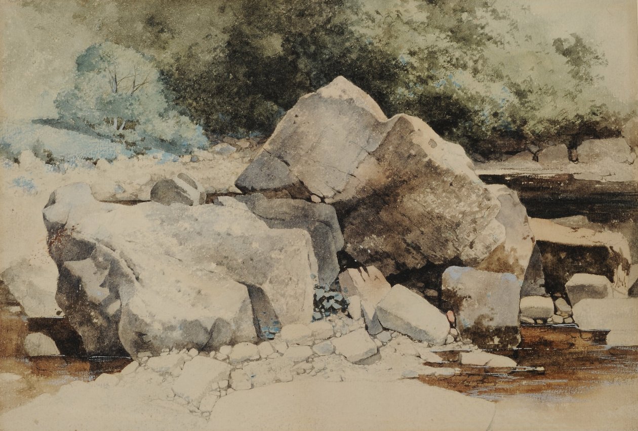 صخور في تيار الجبل ، 1840-58 (مرحاض على ورق) بواسطة وليام جيمس بلاكلوك