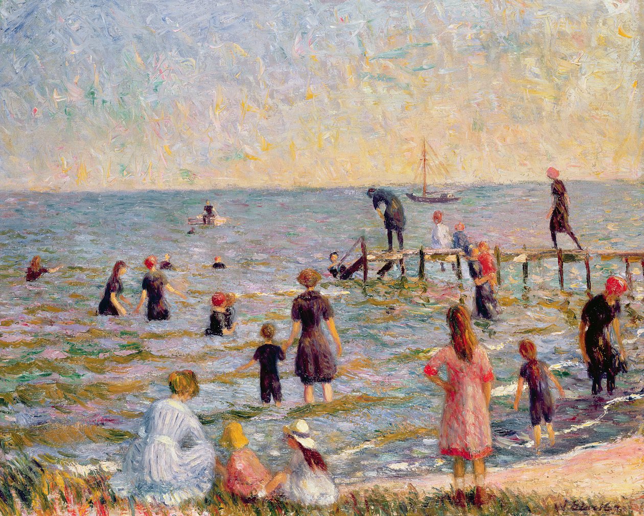 الاستحمام في بيلبورت ، لونغ آيلاند ، 1912 بواسطة وليام جيمس جلاكينز