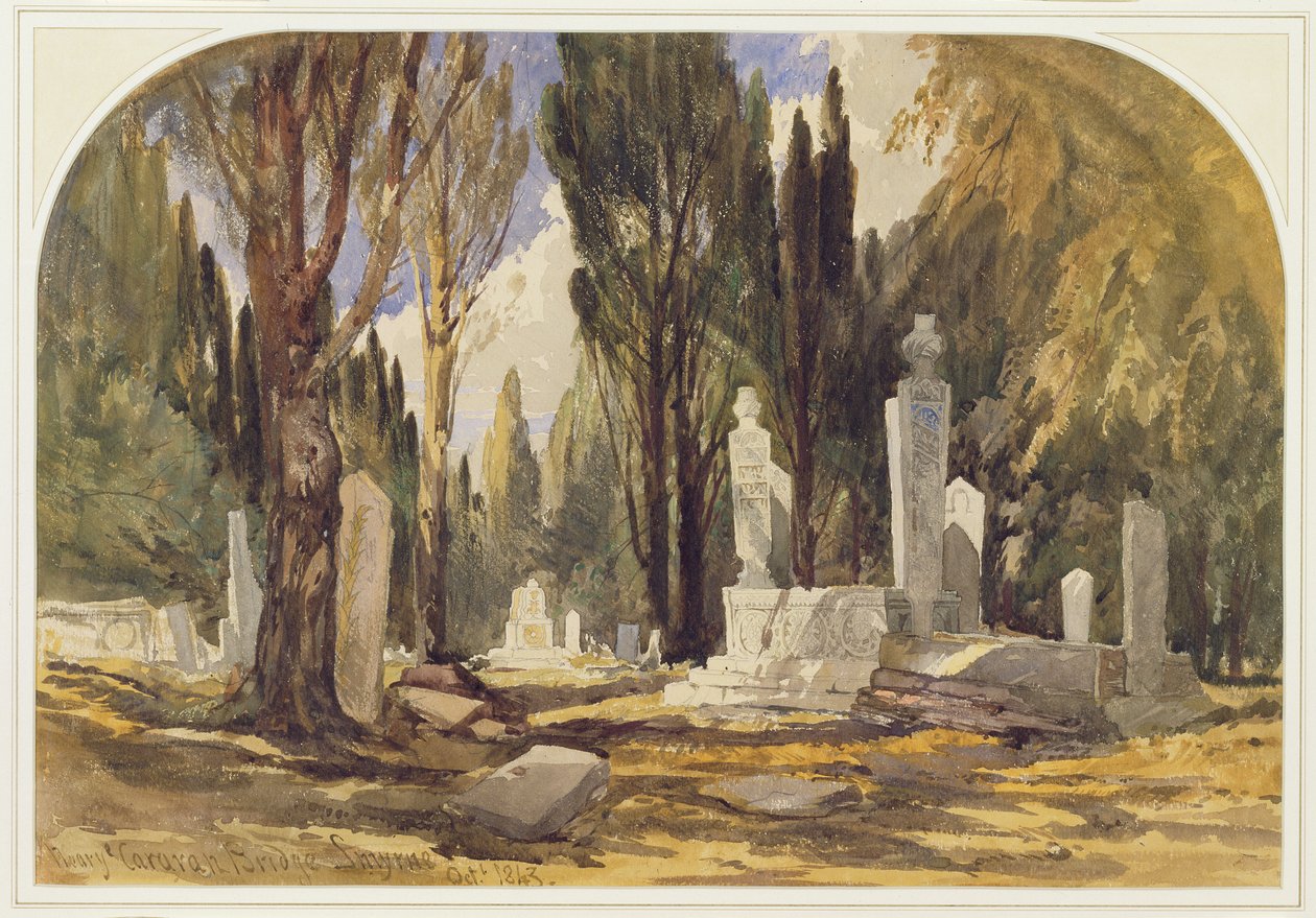 بالقرب من جسر كارافان ، سميرنا ، 1843 (مرحاض فوق الجرافيت) بواسطة وليام جيمس مولر