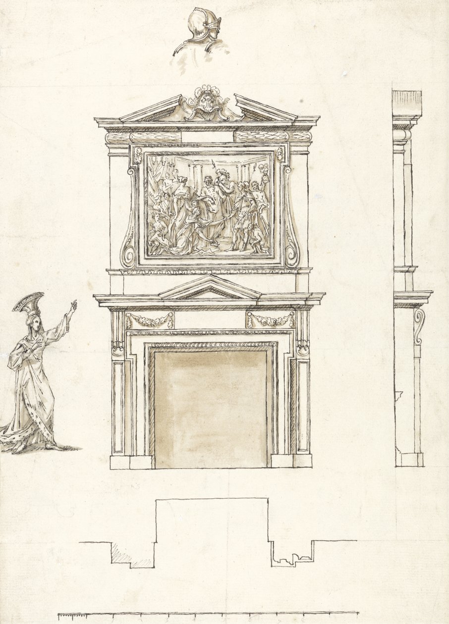 تصميم قطعة مدخنة في القاعة في ستو ، c.1733 (قلم وحبر مع طلاء فوق الجرافيت على الورق) بواسطة وليام كينت