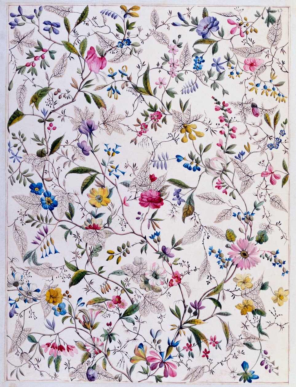 تصميم المنسوجات ، c.1788-92 (مرحاض على ورق) بواسطة وليام كيلبورن