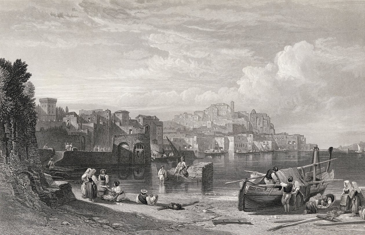 Pozzuoli ، بلدة Puteoli القديمة ، نقشها ويليام ريتشاردسون (1842-1877) من "قاموس الكتاب المقدس الإمبراطوري" ، الذي نشره Blackie und Son ، c.1880s بواسطة وليام لايتون ليتش