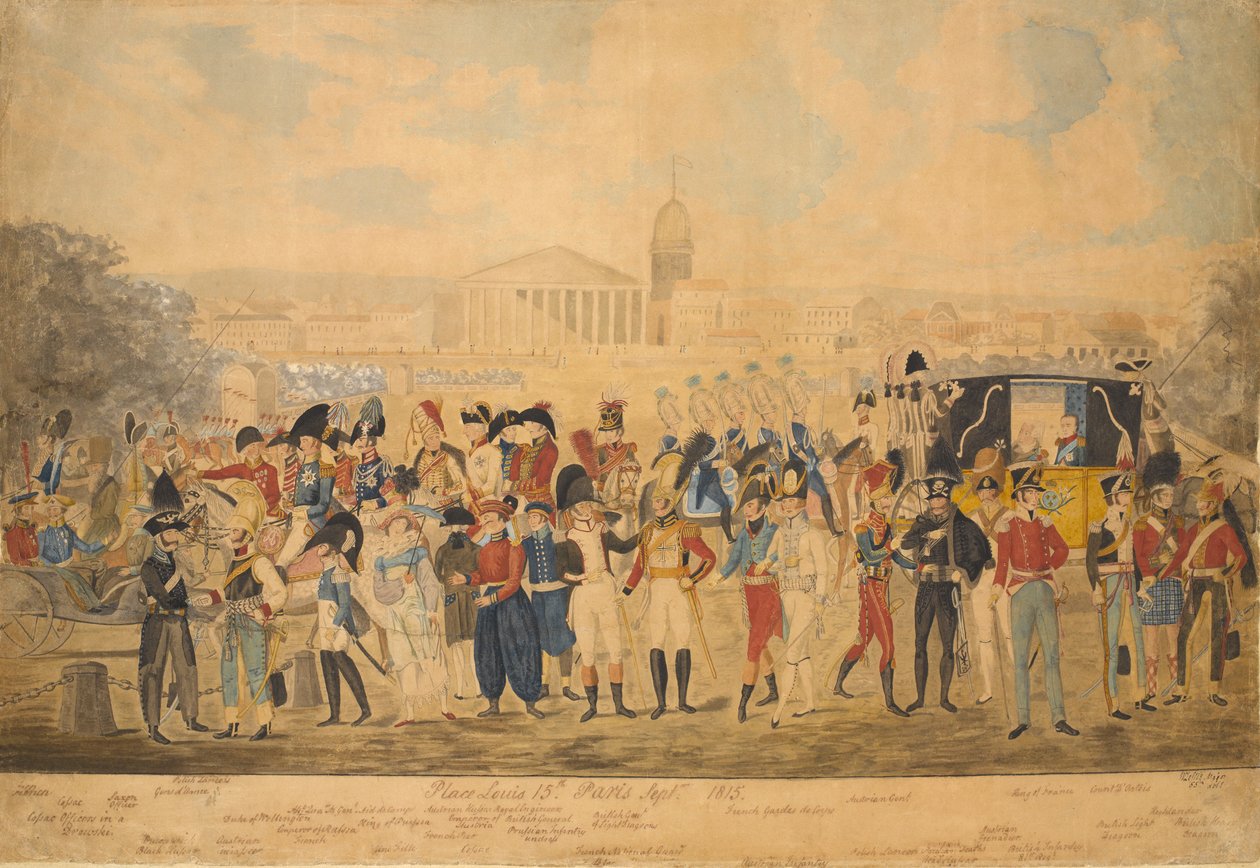مكان لويس الخامس عشر ، باريس ، سبتمبر 1815 (مرحاض على ورق) بواسطة وليام لوفتي