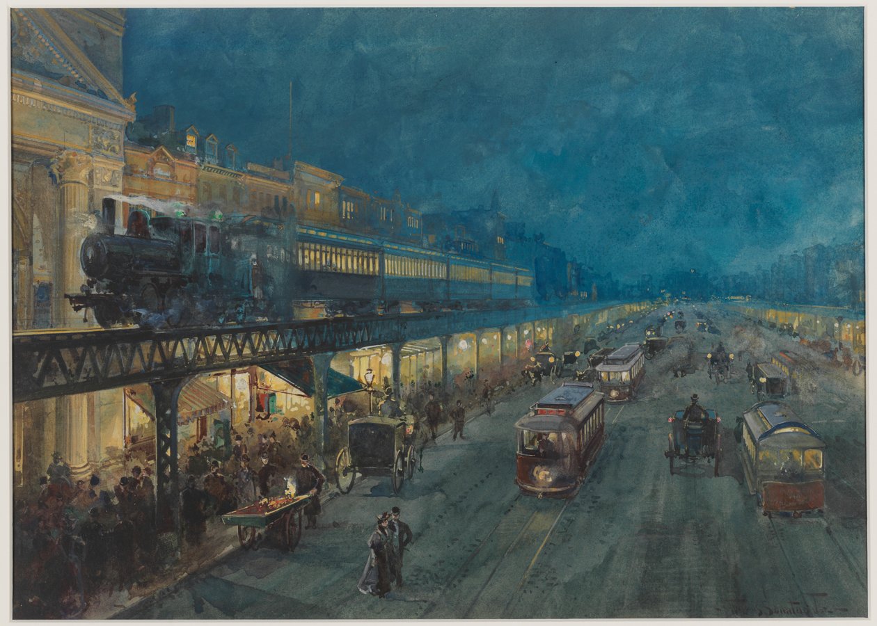 The Bowery at Night ، 1895 بواسطة ويليام لويس جنر. الأحد