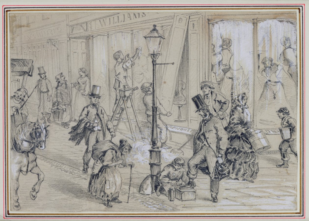 مشهد شارع لندن ، رسم توضيحي لـ "مرتين على مدار الساعة" لجورج أوغسطس سالا (1828-1896) 1859 بواسطة وليام ماكونيل