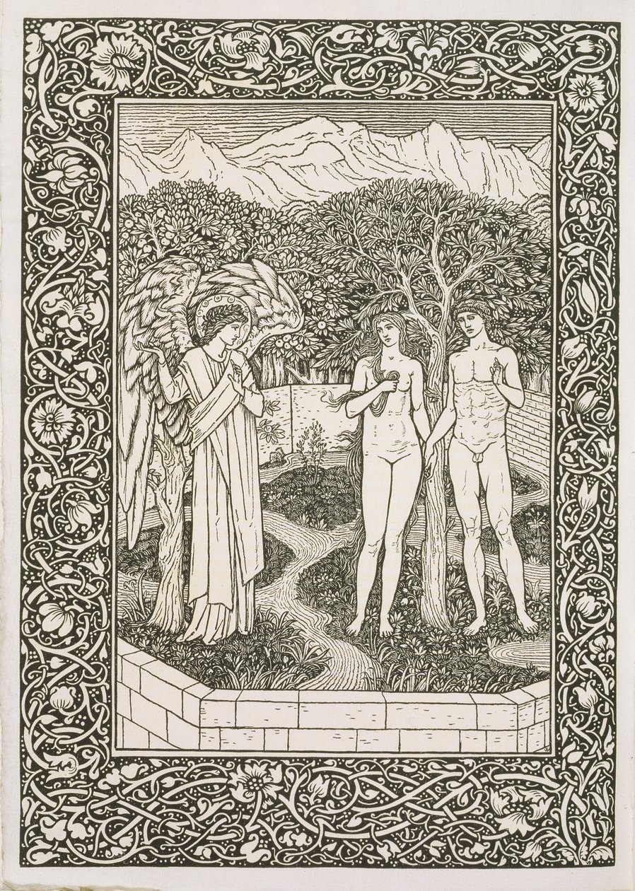آدم وحواء ، من "The Kelmscott Chaucer" ، نشرته Kelmscott Press ، 1896 بواسطة وليام موريس