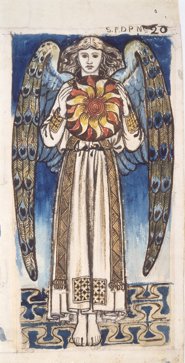 اليوم: Angel Holding a Sun، c.1862-64 (مرحاض وقلم رصاص على ورق) بواسطة وليام موريس