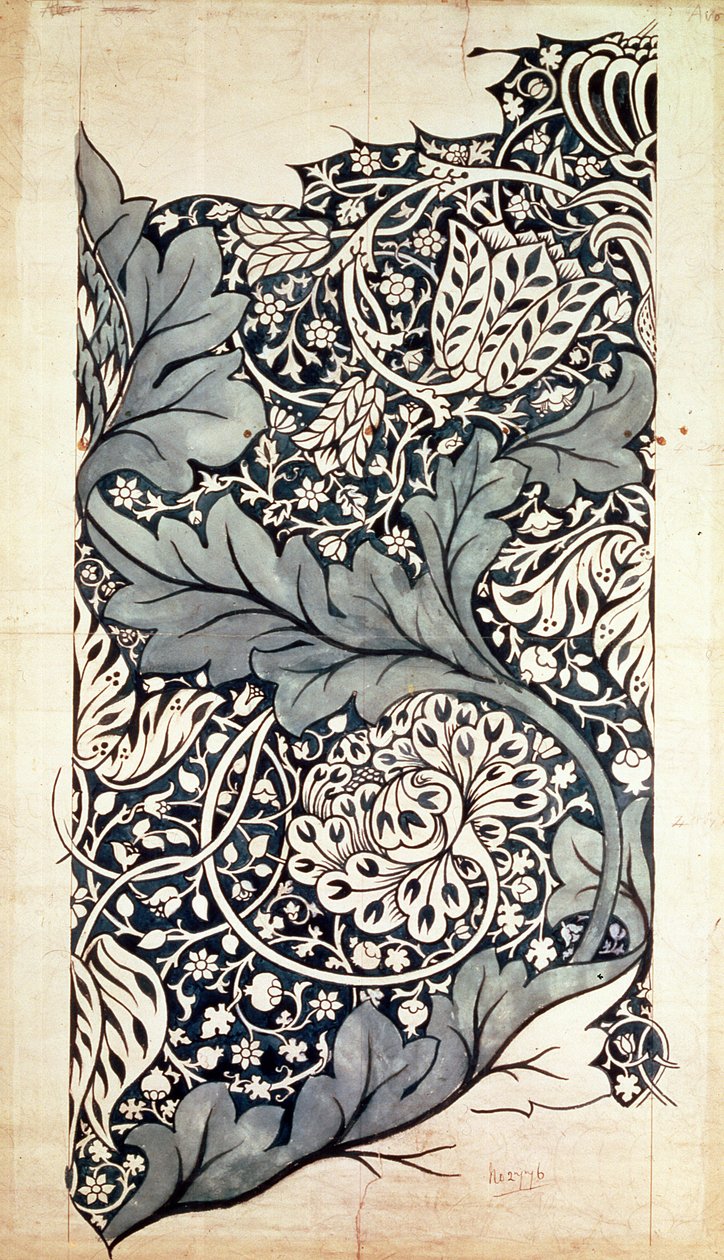 تصميم لـ Avon Chintz ، c.1886 (قلم وحبر مع مرحاض على ورق) بواسطة وليام موريس