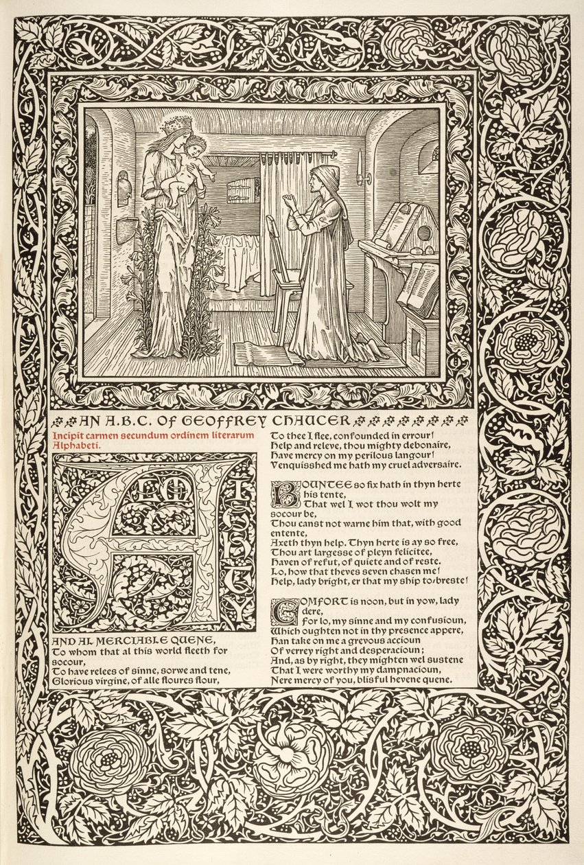 ال &39;Kelmscott Chaucer&39; ، الذي نشرته مطبعة كيلمسكوت عام 1896 بواسطة وليام موريس