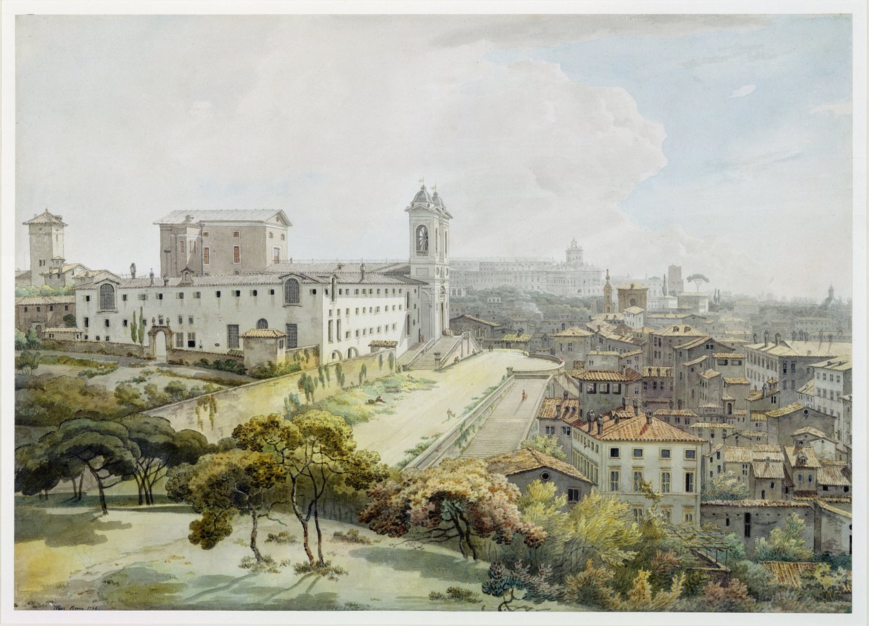 منظر لروما مأخوذ من Pincio ، 1776 (مرحاض فوق الجرافيت على ورق قديم) بواسطة وليام بارس