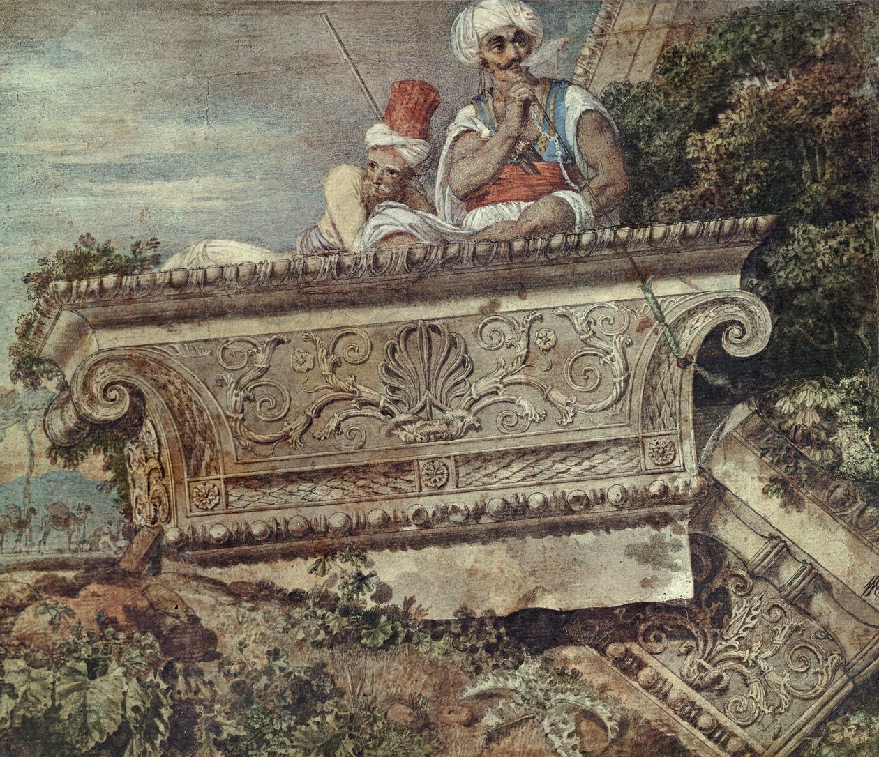 أطلال معبد أبولو ديديماوس ، 1765 (مرحاض ، لون جسم ، قلم وحبر على ورق) بواسطة وليام بارس