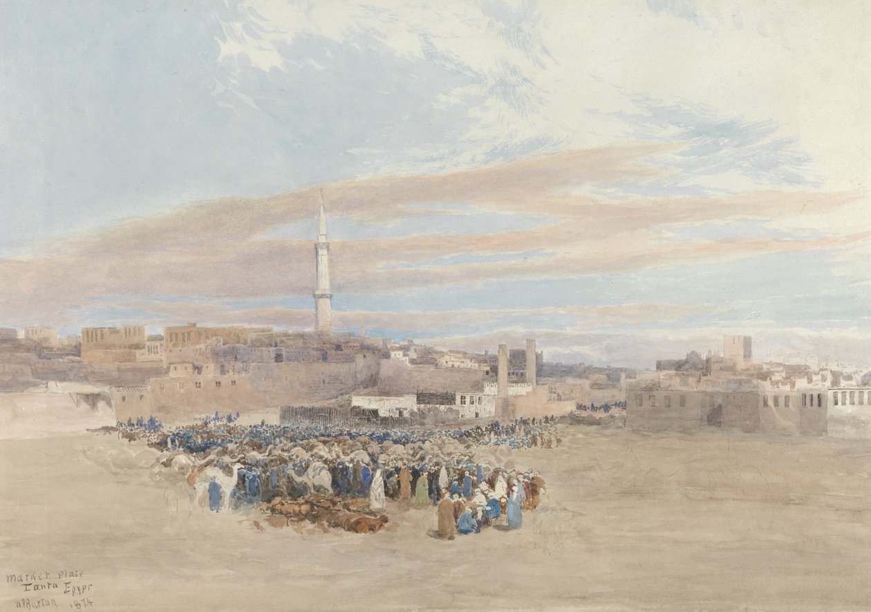 The Market Place ، طنجة ، مصر ، 1874 (مرحاض فوق الجرافيت) بواسطة وليام باتون بيرتون