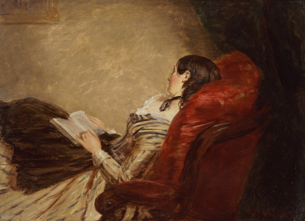 رسم تخطيطي لزوجة الفنانة نائمة على كرسي ، 1867 بواسطة وليام باول فريث
