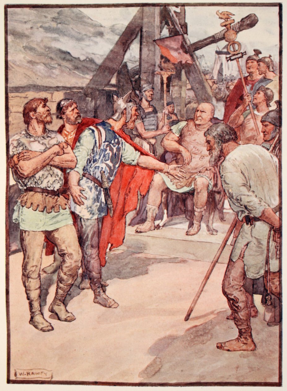 ماريوس وسفراء Cimbri ، التوضيح من "حياة Plutarch&39;s للأولاد والبنات" ، أعاد سرده WH Weston ، London c.1910 بواسطة وليام ريني