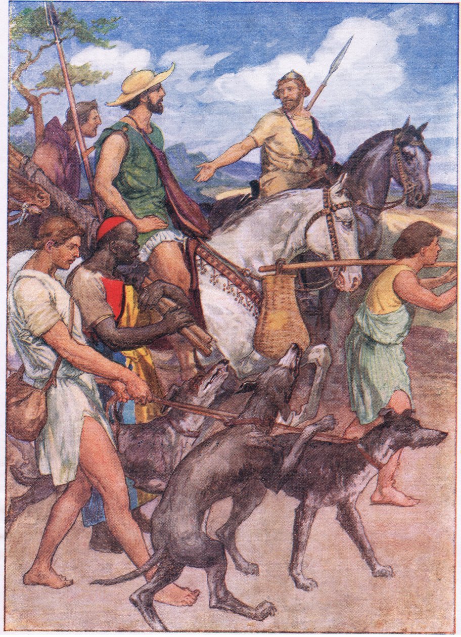 تنطلق بيلوبيداس من أجل شركة طيبة ، من Plutarch Lives التي نشرتها TC & EC Jack Ltd ، 1920s بواسطة وليام ريني