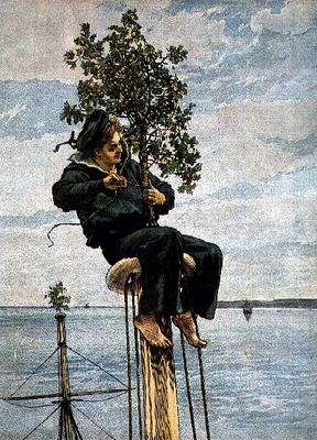 صباح عيد الميلاد على رأس الصاري ، من رقم عيد الميلاد الجرافيكي ، 1879 بواسطة وليام سمول