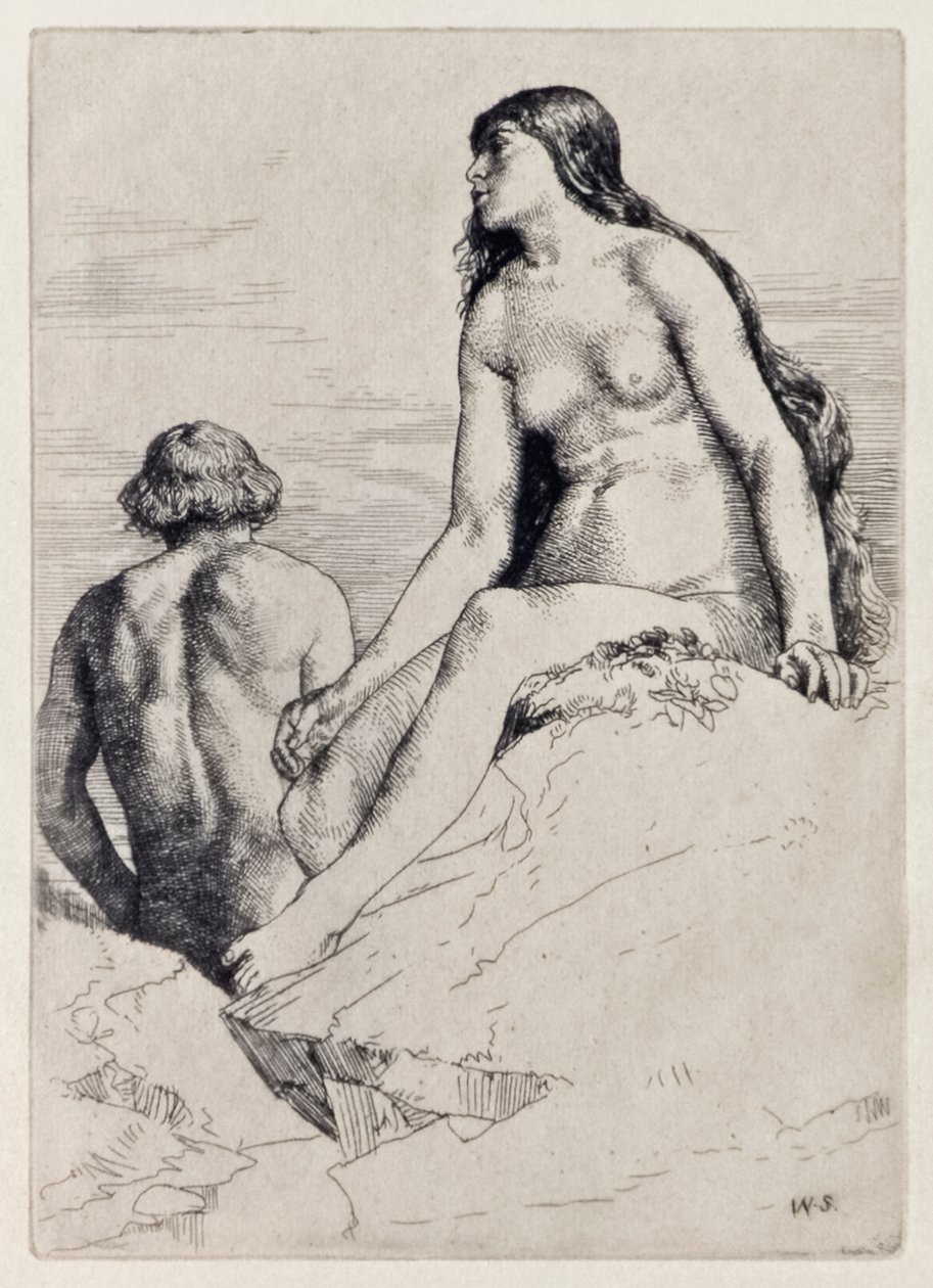 حالة آدم وحواء سعيدة من الفردوس المفقود بقلم جون ميلتون (1608-1674) سلسلة من 12 رسم توضيحي محفور بواسطة ويليام سترانغ (1859-1921) بواسطة وليام ستراند