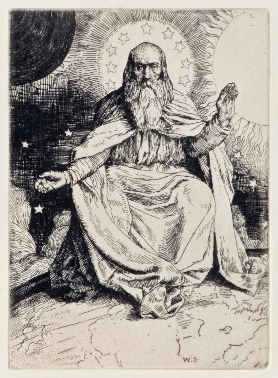 خلق العالم من الجنة المفقودة بقلم جون ميلتون (1608-1674) سلسلة من 12 رسماً إيضاعياً رسمها ويليام سترانغ (1859-1921) بواسطة وليام ستراند