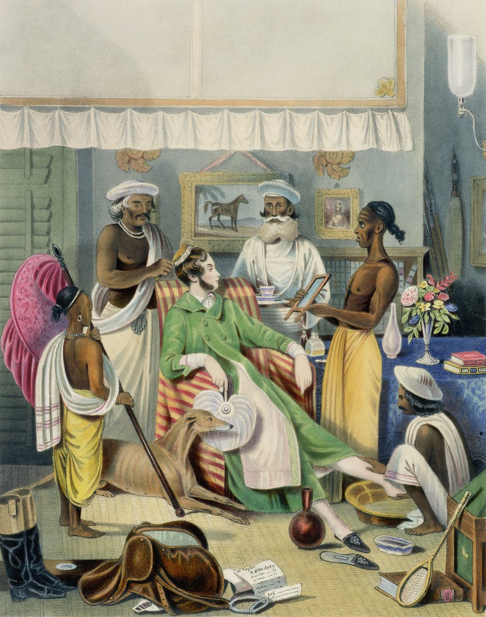 مرحاض الشباب المدني ، اللوحة 1 من "الأنجلو الهنود" ، نقشها ج. بوفييه ، 1842 بواسطة وليام تايلر