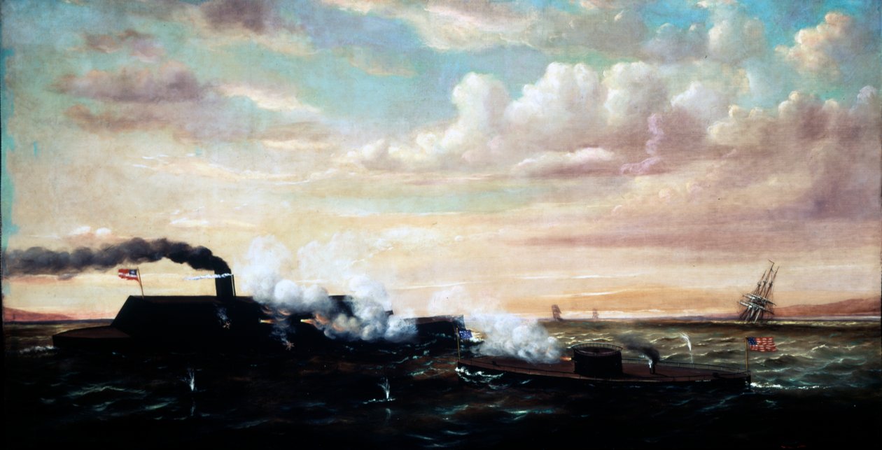 معركة مراقبي Ironclads و Merrimac ، 9 مارس 1862 ، 1877 بواسطة وليام تورجرسون