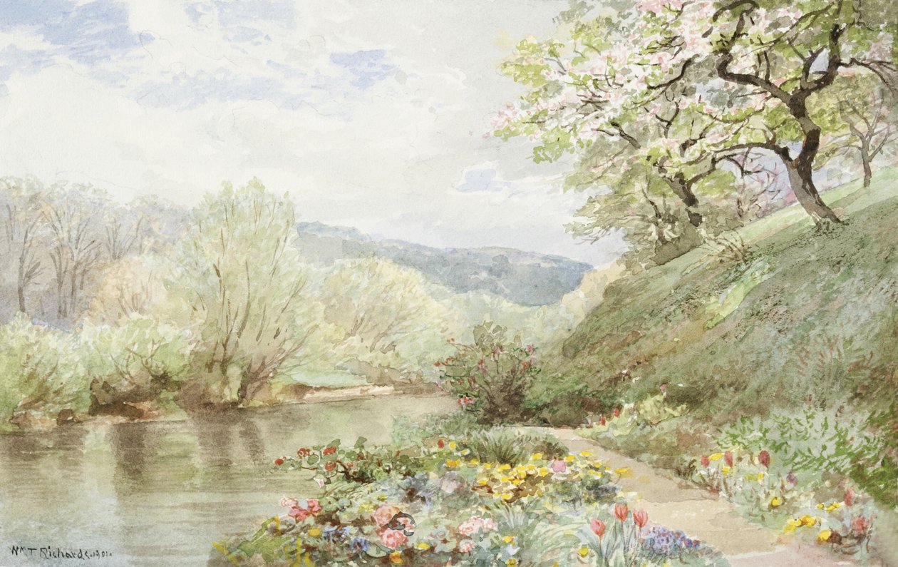 Fidelia Bridges Garden in Canaan ، Connecticut ، 1901 (مرحاض وغواش على ورق) بواسطة وليام تروست ريتشاردز
