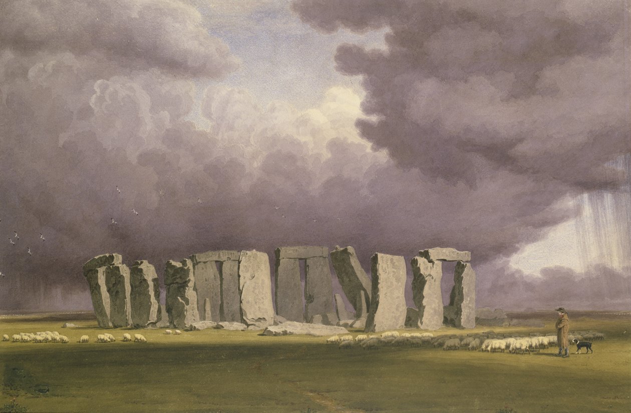 ستونهنج: يوم عاصف ، 1846 (ألوان مائية فوق الجرافيت ، على الورق) بواسطة جوزيف مالورد وليام تورنر