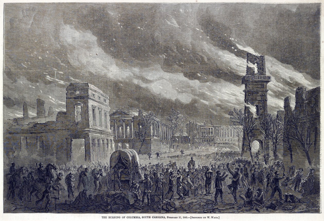 حرق كولومبيا ، ساوث كارولينا ، 17 فبراير 1865 ، حانة. 1865 بواسطة وليام وعد