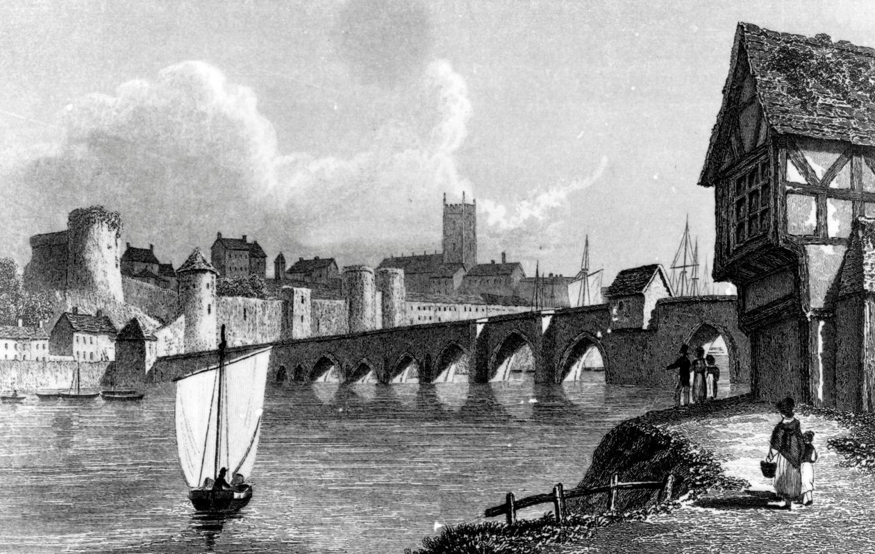 قلعة ومدينة ليميريك ، نقشها E. Finden ، 1829 بواسطة وليام ويستال