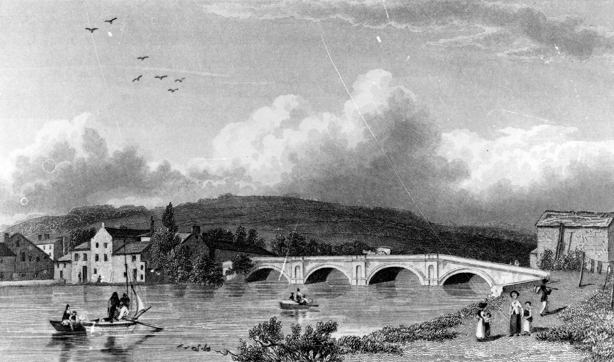 جسر Strammongate ، Kendal ، نقشها E. Finden ، 1830 بواسطة وليام ويستال