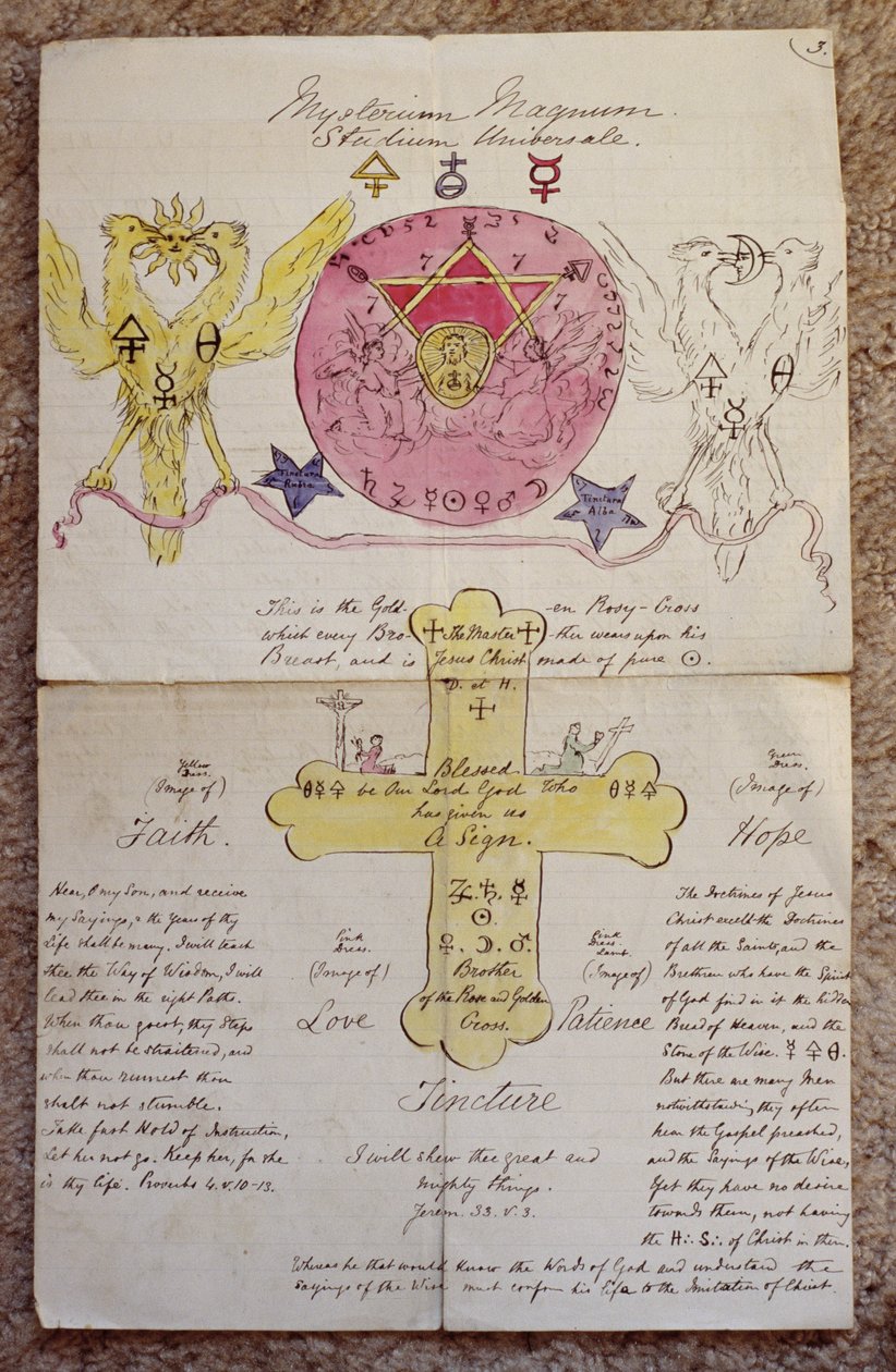 تصميم خشن أصلي لفيلم "Rose-croix" ، 1888 (حبر مع مرحاض على ورق) بواسطة وليام وين وستكوت