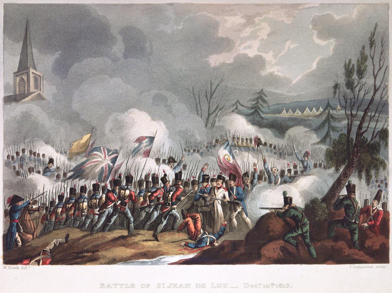 معركة سانت جان دي لوز ، 10 ديسمبر 1813 ، نقشها توماس ساذرلاند (BC1785) بواسطة وليام بعد هيث
