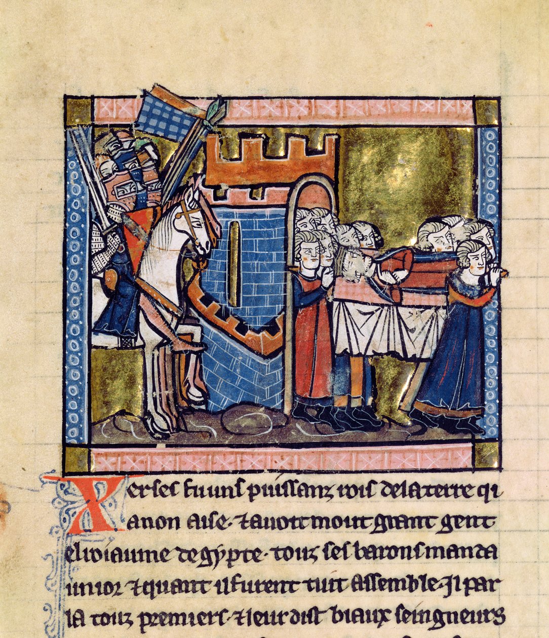 Fr.2630 f.102 مواطنو الرهاة يكرمون بالدوين الثاني ، من Estoire d&39;Outremer بواسطة وليام صور