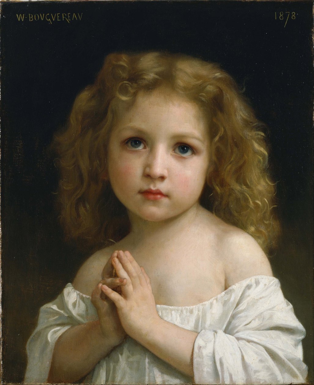 "" صورة لفتاة صغيرة ويداها مشدودتان في الصلاة "لوحة رسمها ويليام أدولف بوجيرو (1825-1905) المتحف الوطني للفن الغربي ، طوكيو ، اليابان 1878 بواسطة وليام أدولف بوغيرو