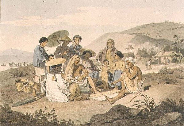 مجموعة من كوشين الصينيين ، اللوحة 14 من "رحلة إلى كوتشينشينا" بقلم جون بارو (1764-1848) نقشها توماس ميدلاند (1755-1823) 1806 (أكواتينت) بواسطة وليام (بعد) الكسندر