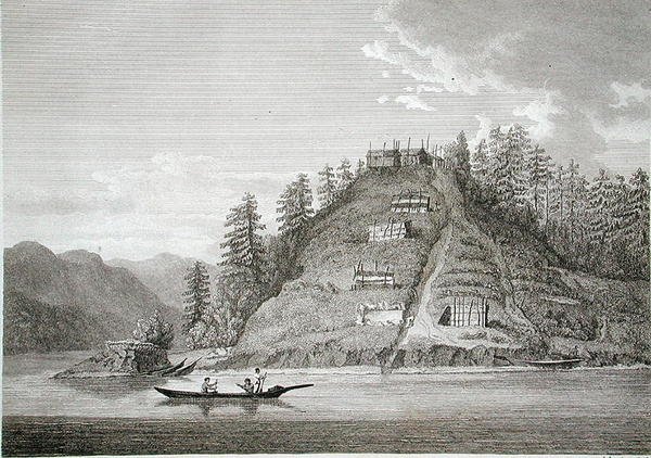 قرية الهنود الودودين عند مدخل قناة بوت ، نقشها ج. لاندسير ، 1790-99 (نقش) بواسطة وليام (بعد) الكسندر