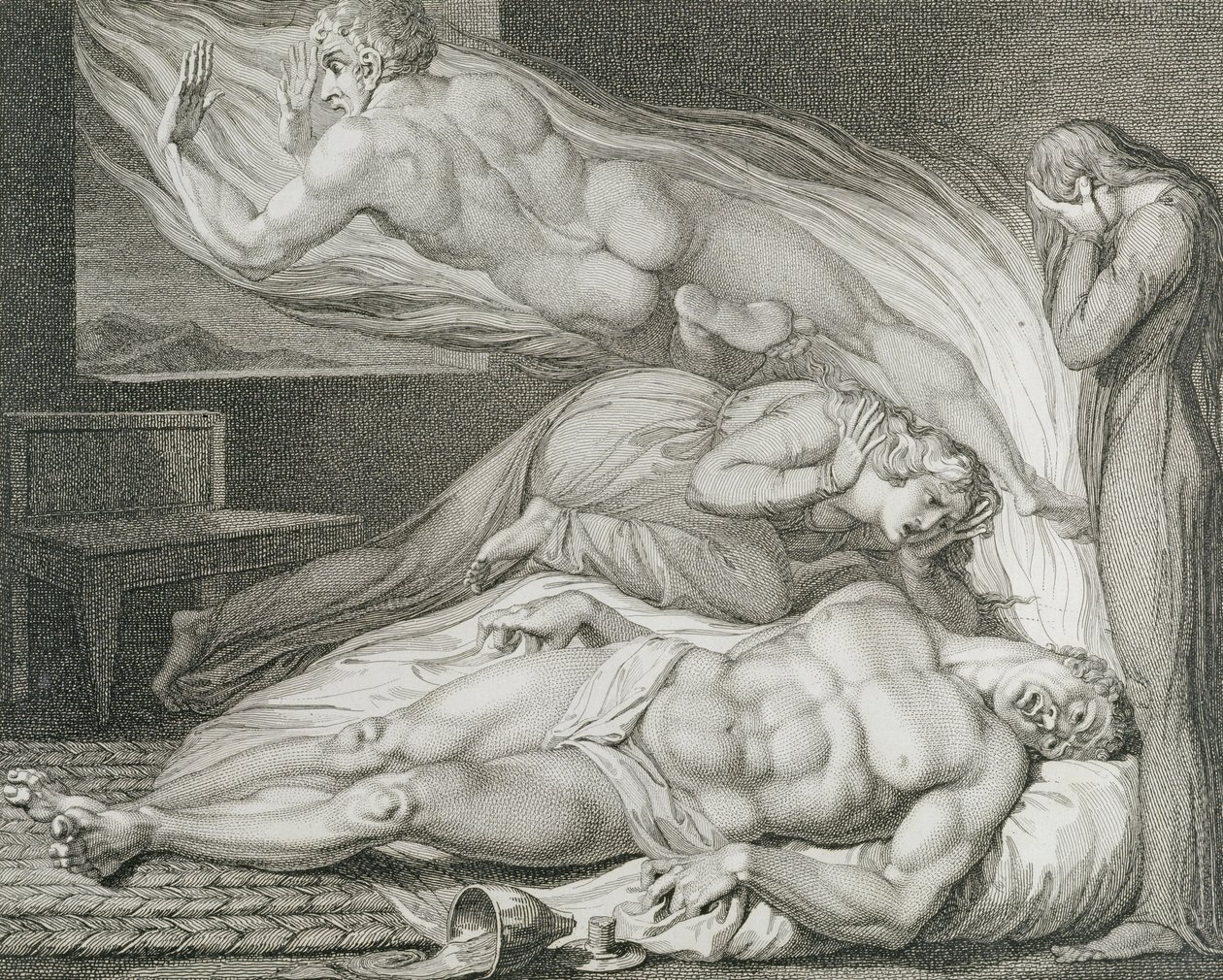 موت الرجل الشرير القوي ، الصفحة 6 ، رسم توضيحي من "القبر ، قصيدة" بقلم ويليام بليك (1757-1827) ، نقشها لويجي شيافونيتي (1765-1810) بواسطة وليام (بعد) بليك