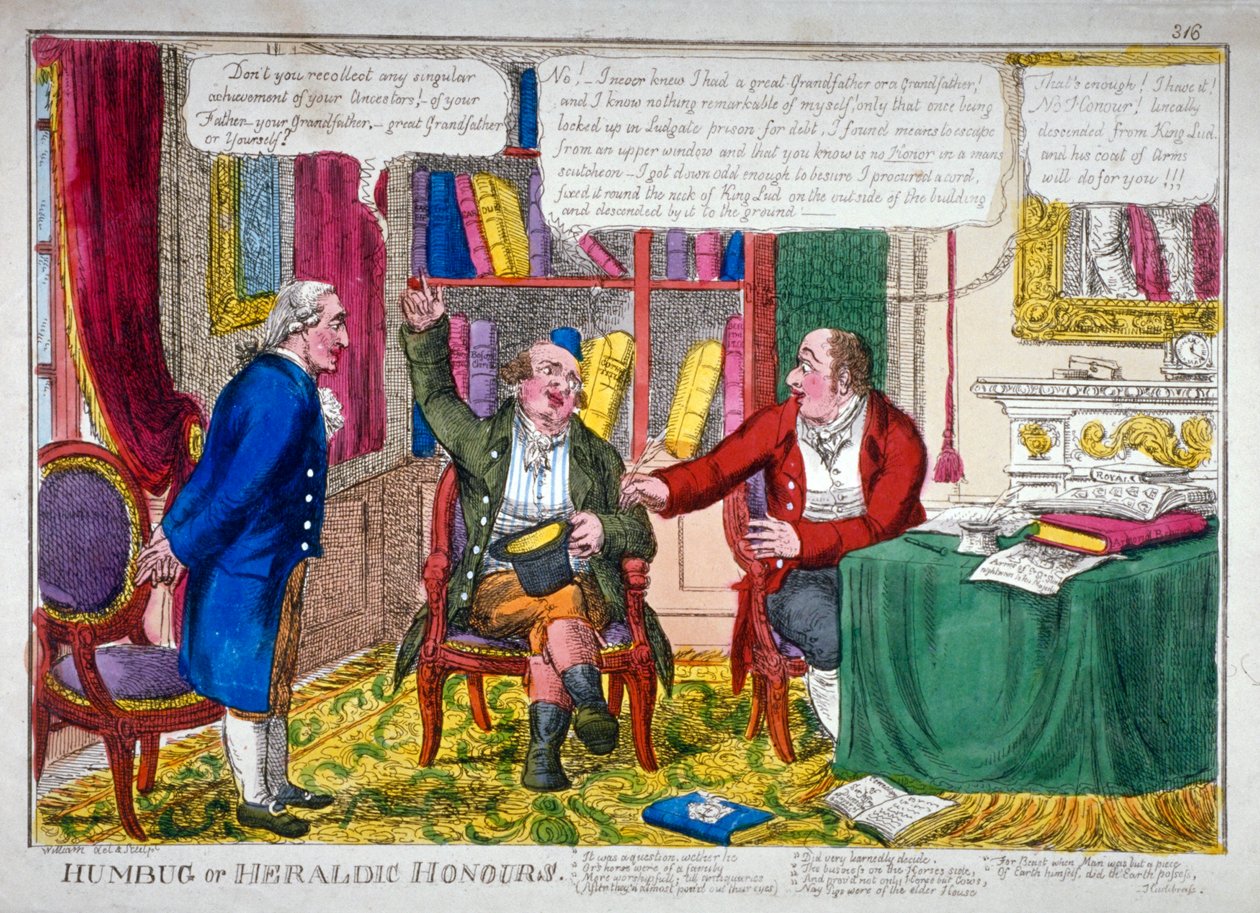 "Humbug or heraldic honouric honouric"، c1790. بواسطة وليام ابراهام