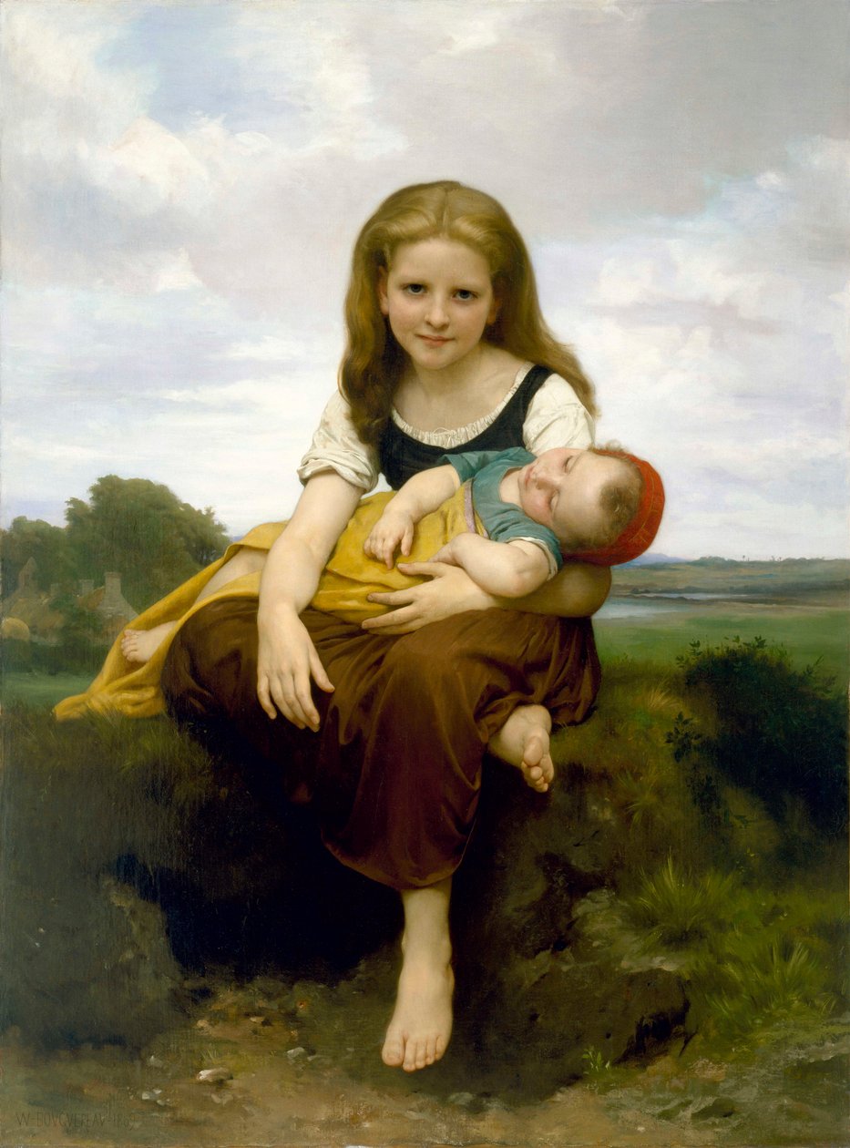 "The Elder Sister" (La Soeur ainee) Peinture de William-Adolphe Bouguereau (1825-1905) 1869 - زيت على قماش - Dim 130x97،2 cm متحف الفنون الجميلة ، هيوستن بواسطة وليام أدولف بوغيرو