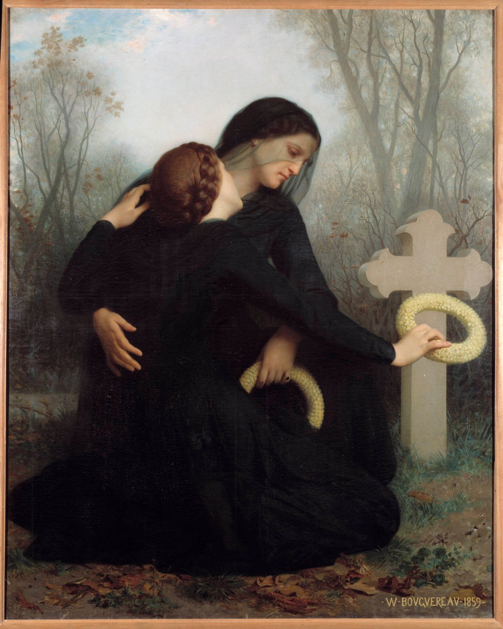 يوم الميت أم وابنتها أمام قبر الأب والزوج المتوفين (؟). رسم وليام أدولف بوجيرو (1825-1905) صن. 1.20 × 1.47 م. بوردو. متحف الفنون الجميلة بواسطة وليام أدولف بوغيرو