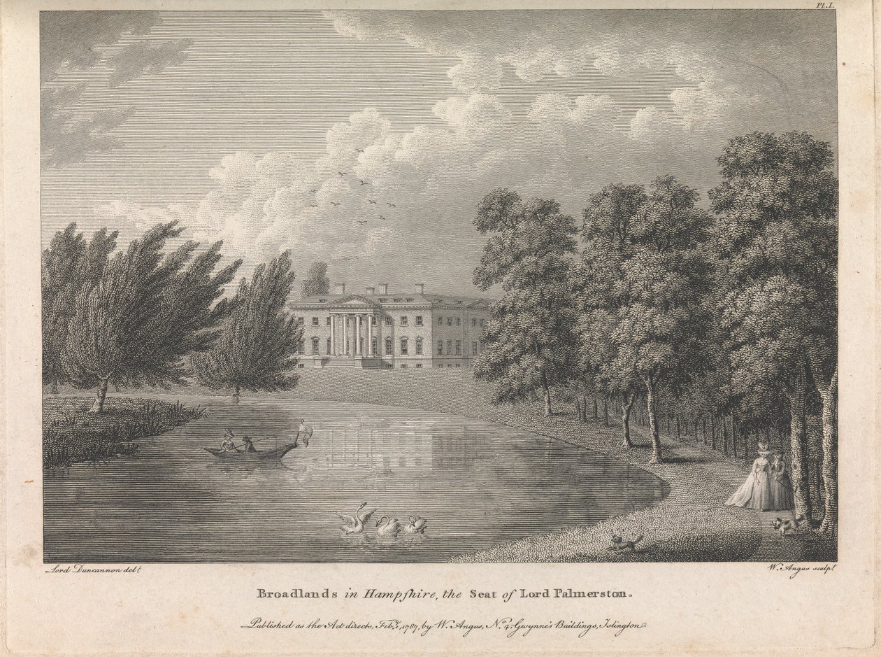 Broadlands in Hampshire، the Seat of Lord Palmerston (نشر بواسطة W. Angus) ، اللوحة 1 ؛ صفحة 42 (المجلد الأول) بواسطة وليام انجوس