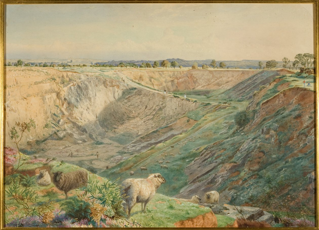 مقلع على دوردهام داون حوالي 1865 (ألوان مائية ولون جسم على ورق) بواسطة وليام أرني (Attr. to) فرانك