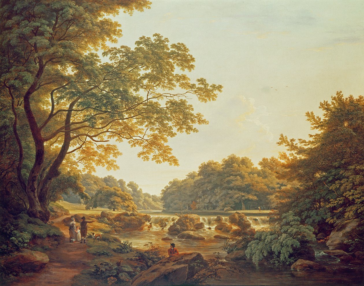 أرقام من هدير على نهر كلودياغ في غابة تشارلفيل ، مقاطعة أوفالي ، 1801 بواسطة وليام أشفورد