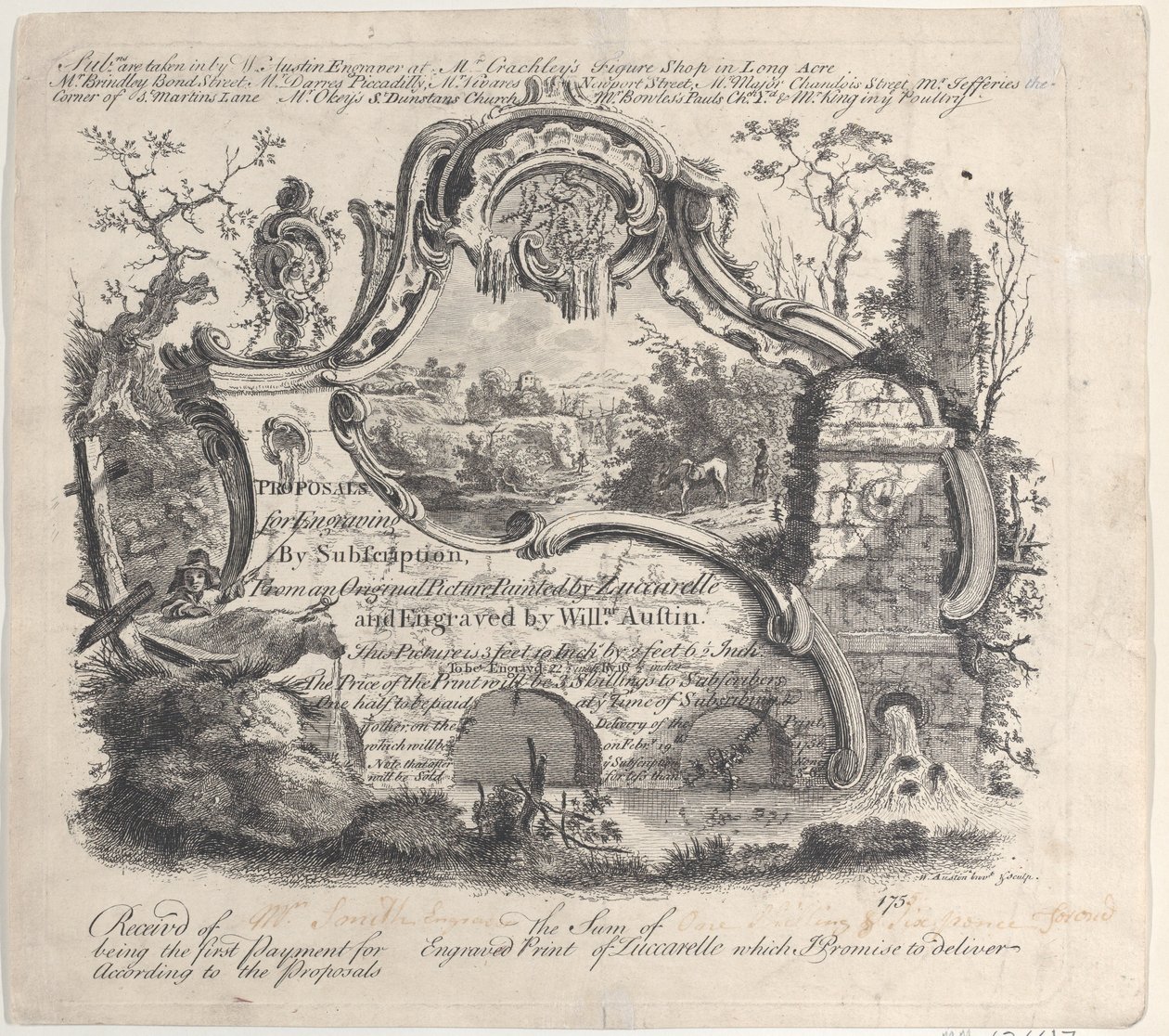 اقتراح للنقش عن طريق الاشتراك من صورة أصلية رسمها Zuccarelle ، 1756. بواسطة وليام أوستن