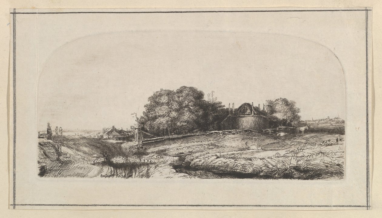 منظر طبيعي مع نسخة هايبارن وقطيع من الأغنام ، 1750-1810. بواسطة وليام بيلي