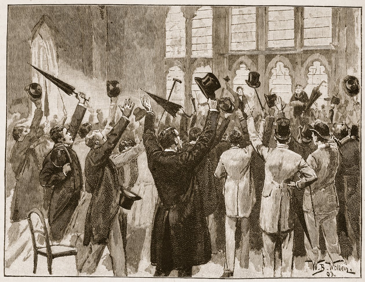 اجتماع جينغوز في غيلدهول ، لندن ، 1878 ، رسم توضيحي من "تاريخ إنجلترا المصور لكاسل" (صورة بني داكن) بواسطة صوف ويليام بارنز