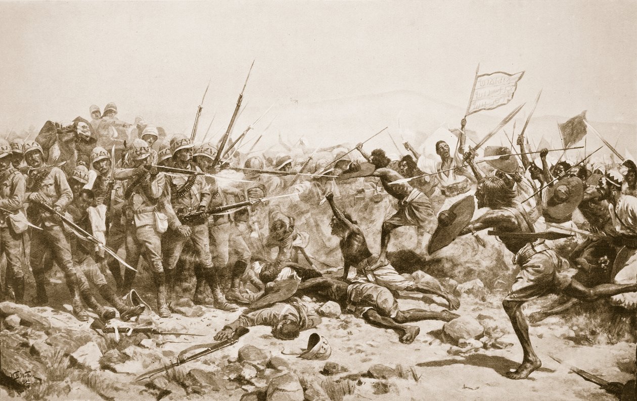 معركة أبو كليّة ، 17 يناير 1885 ، رسم توضيحي من `` تاريخ الأمم في هاتشينسون &39;&39; ، ج .1910 بواسطة صوف ويليام بارنز