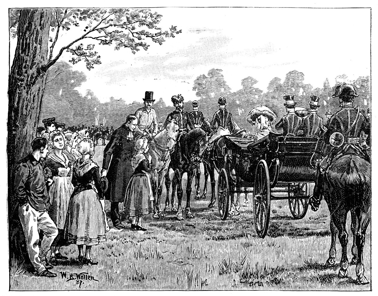 الملكة في Fete في غابة St Germain ، فرنسا ، منتصف أواخر القرن التاسع عشر ، 1887 بواسطة صوف ويليام بارنز