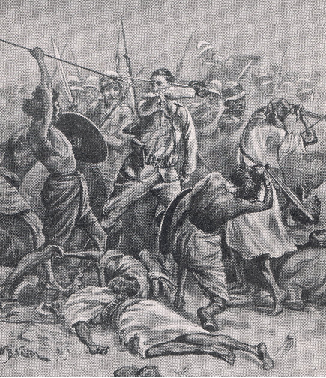 ساحة أبو كليّة ، 17 يناير 1885 ، صورة توضيحية من المعارك البريطانية على البر والبحر ، 1915 بواسطة صوف ويليام بارنز